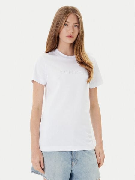 PINKO T-Shirt Start 101752 A2RD Biały Regular Fit. Białe t-shirty damskie Pinko, s, bez wzorów, z bawełny, bez kołnierzyka. Za 259.99 zł.