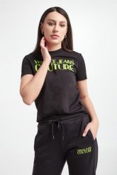 T-shirt damski VERSACE JEANS COUTURE. T-shirty damskie Versace Jeans Couture, m, bez wzorów, z jeansu, bez kołnierzyka. W wyprzedaży za 296.27 zł.
