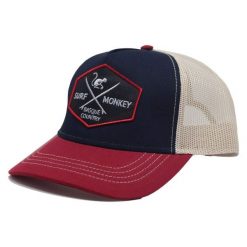 Czapka Trucker - 5 Paneli / Jeden rozmiar (Granatowy/Beżowy). Niebieskie czapki z daszkiem damskie SURF MONKEY, bez wzorów. Za 159.95 zł.