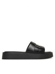 Calvin Klein Klapki Flatform Slide W/Ck Hw - Lth HW0HW02368 Czarny. Czarne klapki damskie Calvin Klein, bez wzorów, ze skóry, bez obcasa, bez zapięcia. Za 329.99 zł.