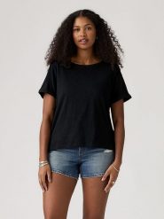 Levi's Koszulka "Julie" w kolorze czarnym rozmiar: M. Czarne bluzki damskie Levi's, m, bez wzorów, z bawełny, bez kołnierzyka, bez ramiączek. Za 68.95 zł.