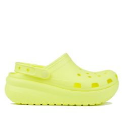 Klapki damskie sportowe na platformie Crocs CLASSIC. Żółte klapki damskie CLASSIC, bez wzorów, bez obcasa, na platformie, bez zapięcia. W wyprzedaży za 189.00 zł.
