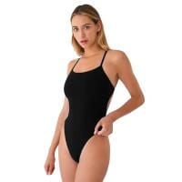 Turbo Sirene Comfort Swimsuit – Czarny – Rozmiar 44. Czarne kombinezony damskie TURBO, bez wzorów, z materiału, klasyczne, bez kołnierzyka, bez ramiączek. Za 196.66 zł.