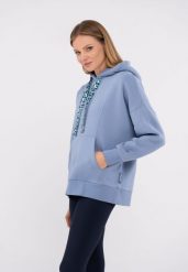 Niebieska, bawełniana bluza B-ELEVEN. Niebieskie bluzy damskie Volcano, s, bez wzorów, z bawełny, bez kaptura. Za 179.99 zł.