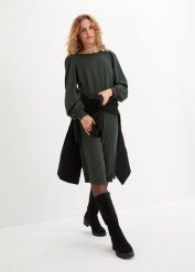 Sukienka z dzianiny punto di roma. Zielone sukienki damskie bonprix, bez wzorów, z dżerseju, eleganckie, bez ramiączek. Za 109.99 zł.