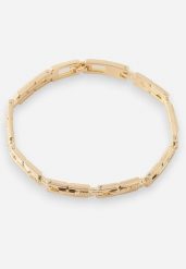 Złota Bransoletka Ozdobiona Tłoczeniem Melannesa. Żółte bransoletki damskie Renee, ze stali. Za 49.99 zł.