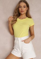 Żółty T-shirt Naerothee. Żółte t-shirty damskie Renee, l, z aplikacjami, z bawełny, bez kołnierzyka. Za 24.99 zł.