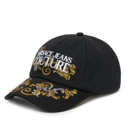 Czapka z daszkiem Versace Jeans Couture. Czarne czapki z daszkiem damskie Versace Jeans Couture, bez wzorów, z jeansu. Za 229.99 zł.