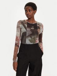 Desigual Bluzka Carson 24WWTK59 Brązowy Regular Fit. Brązowe bluzki damskie Desigual, l, bez wzorów, z syntetyku, bez kołnierzyka, bez ramiączek. Za 149.99 zł.
