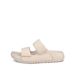 Klapki z dwiema paskami damskie Ecco Cozmo PF. Brązowe klapki damskie ECCO, bez wzorów, ze skóry, bez obcasa, na platformie, bez zapięcia. Za 462.00 zł.