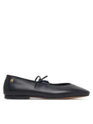 Tommy Hilfiger Baleriny Lace-Up Leather Ballerina FW0FW09542 Czarny. Czarne balerinki damskie Tommy Hilfiger, bez wzorów, ze skóry. Za 529.99 zł.