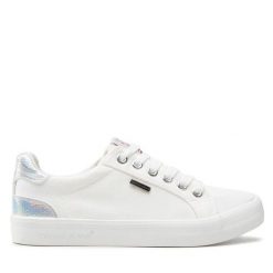 Tenisówki Cross Jeans. Białe trampki damskie Cross Jeans, bez wzorów, z jeansu, bez zapięcia. Za 149.99 zł.