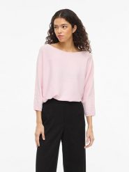 Vila Koszulka "Vimalu" w kolorze jasnoróżowym rozmiar: M. Różowe bluzki damskie Vila, m, bez wzorów, z materiału, bez kołnierzyka, bez ramiączek. Za 87.81 zł.