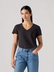 Levi's Koszulka w kolorze czarnym rozmiar: XS. Czarne bluzki damskie Levi's, s, bez wzorów, z bawełny, bez kołnierzyka, bez ramiączek. Za 42.08 zł.