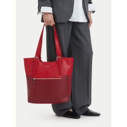 Torebka Lasocki. Czerwone shopper bag Lasocki, bez wzorów, bez dodatków. Za 199.99 zł.