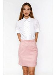 Nife Bluzka w kolorze białym rozmiar: 42. Białe bluzki damskie Nife, bez wzorów, bez kołnierzyka, bez ramiączek. Za 154.43 zł.