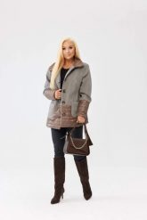 Elegancka beżowa damska kurtka Viktoria w jodełkę z pikowanymi wstawkami - lekko ocieplona PLUS SIZE XXL OVERSIZE JESIEŃ. Brązowe kurtki damskie Moda Size Plus Iwanek, na jesień, plus size, bez wzorów, z tkaniny, bez kaptura. Za 399.90 zł.