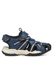 Geox Sandały Jr Borealis J450RB 014ME C4189 S Granatowy. Niebieskie sandały chłopięce Geox, ze skóry, bez zapięcia. Za 169.99 zł.
