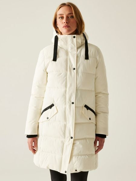 Regatta Płaszcz pikowany "Eryn" w kolorze kremowym rozmiar: 38. Brązowe płaszcze damskie Regatta, bez wzorów, bez kaptura. Za 314.75 zł.