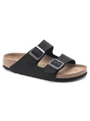Birkenstock Klapki "Arizona" w kolorze czarnym rozmiar: 39. Czarne klapki damskie Birkenstock, bez wzorów, z otwartym noskiem, bez obcasa, bez zapięcia. Za 372.47 zł.