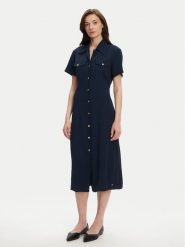 Tommy Hilfiger Sukienka koszulowa WW0WW45802 Granatowy Regular Fit. Niebieskie sukienki damskie Tommy Hilfiger, bez wzorów, z wiskozy, bez ramiączek. Za 849.99 zł.