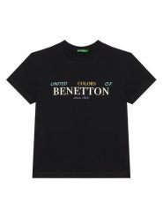 United Colors Of Benetton T-Shirt 3I1XC10Q4 Czarny Regular Fit. Czarne t-shirty i koszulki chłopięce United Colors Of Benetton, bez wzorów, z bawełny, bez kołnierzyka, bez ramiączek. Za 59.99 zł.