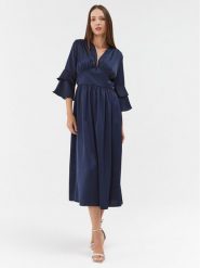 Please Sukienka koktajlowa A1VAAYP000 Granatowy Regular Fit. Niebieskie sukienki damskie Please, bez wzorów, z syntetyku, wizytowe, bez ramiączek. Za 219.99 zł.