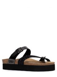 Sunbay Japonki "Acheron" w kolorze czarnym rozmiar: 38. Czarne klapki damskie Sunbay, bez wzorów, z otwartym noskiem, bez obcasa, na platformie, bez zapięcia. Za 144.95 zł.