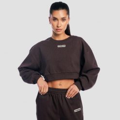 Bluza damska krótka oversize bez kaptura brązowa Aura. Brązowe bluzy damskie GYMBEAM, m, bez wzorów, z bawełny, bez kaptura. Za 118.90 zł.