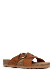 BACKSUN Klapki "Bari" w kolorze jasnobrązowym rozmiar: 42. Brązowe klapki damskie Backsun, bez wzorów, z materiału, z otwartym noskiem, bez obcasa, bez zapięcia. Za 156.61 zł.