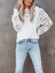 Milan Kiss Bluzka w kolorze białym rozmiar: L. Białe bluzki damskie Milan Kiss, l, bez wzorów, z koronki, bez kołnierzyka, bez ramiączek. Za 157.73 zł.