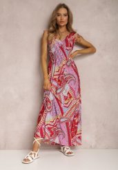 Bordowa Sukienka Dianano. Czerwone sukienki damskie Renee, z aplikacjami, boho, bez ramiączek. Za 39.99 zł.