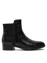 Geox Botki D Felicity F D84G1F 00043 C9999 Czarny. Czarne botki damskie Geox, ze skóry, bez obcasa, na płaskiej podeszwie, bez zapięcia. Za 459.99 zł.