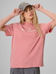 4F T-shirt loose z nadrukiem damski - różowy S. Brązowe t-shirty damskie 4F, s, bez wzorów, z bawełny, bez kołnierzyka. Za 79.99 zł.