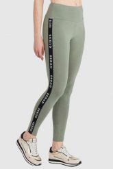 GUESS Zielone legginsy damskie z lampasami. Zielone legginsy damskie Guess, s, z aplikacjami, z bawełny. W wyprzedaży za 149.99 zł.