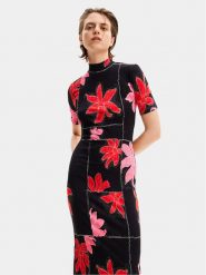 Desigual Sukienka letnia Quebec 24SWVK40 Czarny Regular Fit. Czarne sukienki damskie Desigual, bez wzorów, z wiskozy, bez ramiączek. Za 399.99 zł.