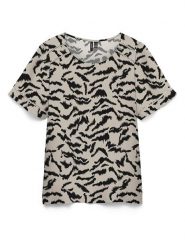 Vero Moda Bluzka w kolorze beżowo-czarnym rozmiar: XL. Brązowe bluzki damskie Vero Moda, s, bez wzorów, z wiskozy, klasyczne, bez kołnierzyka, bez ramiączek. Za 74.28 zł.