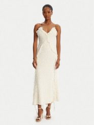 Bardot Sukienka koktajlowa Marsella Ruffle 59338DB1 Écru Regular Fit. Sukienki damskie Bardot, bez wzorów, z syntetyku, wizytowe, bez ramiączek. Za 479.99 zł.
