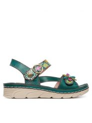 Laura Vita Sandały Dorry 21 Niebieski. Niebieskie sandały damskie LAURA VITA, bez wzorów, ze skóry, bez obcasa, na płaskiej podeszwie, bez zapięcia. Za 389.99 zł.