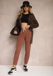 Brązowe Klasyczne Spodnie Dresowe z Elastyczną Gumką w Pasie Lerinde. Brązowe spodnie dresowe damskie Renee, l, bez wzorów, z dresówki. Za 44.99 zł.