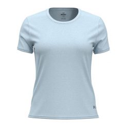 Koszulka do biegania damska Under Armour Launch. Niebieskie koszulki damskie Under Armour, xl, bez wzorów, bez kołnierzyka, bez ramiączek. Za 94.99 zł.