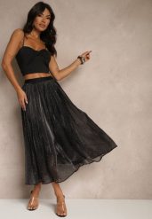 Czarna Spódnica o Rozkloszowanym Kroju z Ozdobnymi Cyrkoniami Folaressa. Czarne spódnice damskie Renee, na co dzień, l, z aplikacjami, eleganckie, midi. Za 54.99 zł.