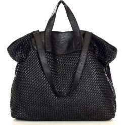 Pleciona shopperka czarna MARCO MAZZINI v186d. Czarne shopper bag bez wzorów, ze skóry, na ramię, duże, bez dodatków. Za 616.55 zł.