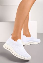 Białe Buty Sportowe ze Skarpetkową Cholewką do Kostki Eirona. Białe obuwie sportowe casual damskie Born2be. Za 54.99 zł.