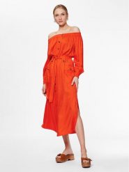 TWINSET Sukienka letnia 231TT2141 Pomarańczowy Regular Fit. Brązowe sukienki damskie Twinset, bez wzorów, z wiskozy, bez ramiączek. Za 1,679.00 zł.