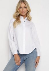 Biała Koszula Malibu Beach. Białe koszule damskie Born2be, s, bez wzorów, casualowe, bez kołnierzyka, bez ramiączek. Za 74.99 zł.