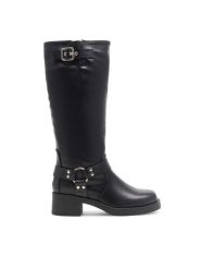 Jenny Fairy Kozaki Mia HY96158-3 Czarny. Czarne kozaki damskie Jenny Fairy, ze skóry, bez obcasa, na płaskiej podeszwie, bez zapięcia. Za 137.99 zł.