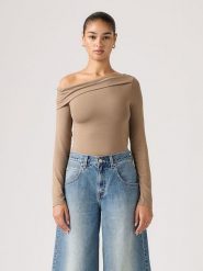 Levi's Bluzka "Clara" w kolorze beżowym rozmiar: S. Brązowe bluzki damskie Levi's, s, bez wzorów, bez kołnierzyka, bez ramiączek. Za 88.64 zł.