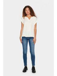 SAINT TROPEZ Bluzka w kolorze kremowym rozmiar: XS. Brązowe bluzki damskie Saint Tropez, xs, bez wzorów, bez kołnierzyka, bez ramiączek. Za 64.45 zł.
