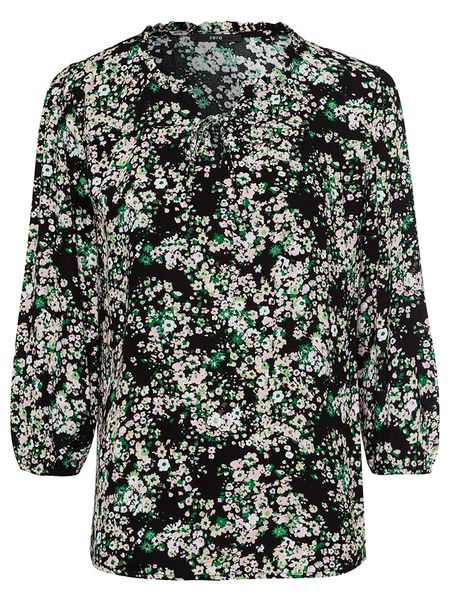 Zero Bluzka w kolorze czarno-zielonym rozmiar: 34. Czarne bluzki damskie zero, bez wzorów, z wiskozy, bez kołnierzyka, bez ramiączek. Za 30.78 zł.